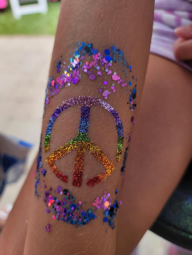 Peace sign glitter tattoos