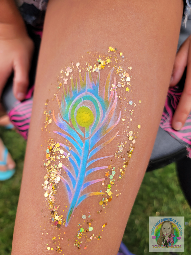 Peacock feather airbrushing