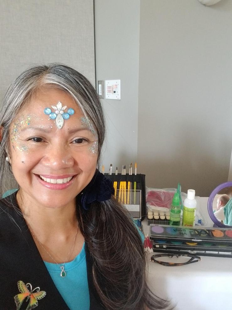 Gems and Glitter on face